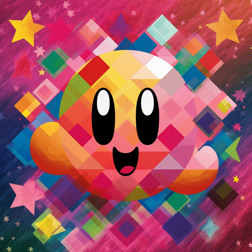 Colorful Kirby character with a pop art inspired design.