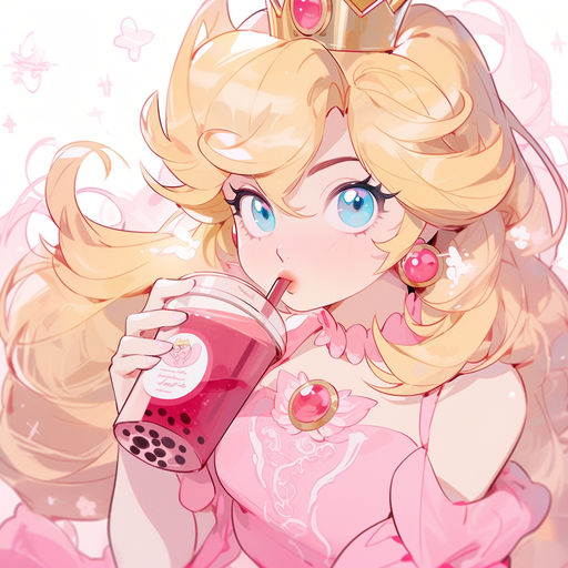 Princess Peach coffee art pfp