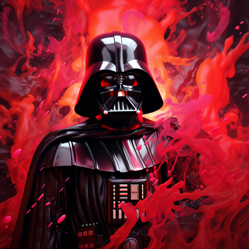 Darth Vader portrait in red acid style.