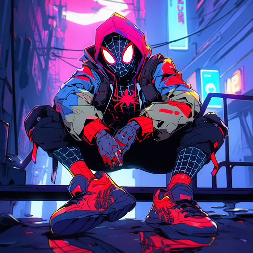 Spider punk in cyberpunk style, detailed shot, centered.