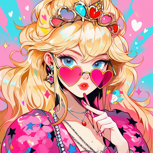 Princess Peach with a stylish and vibrant design.