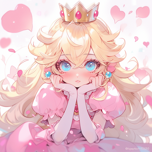 Cool artwork of Princess Peach, featuring vibrant colors and an elegant expression.