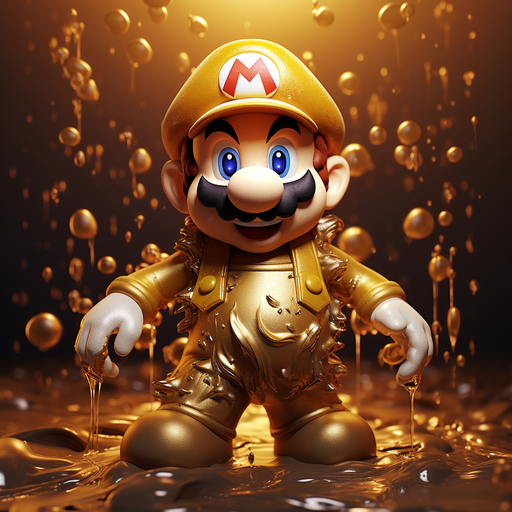 Golden Mario with a shining presence.