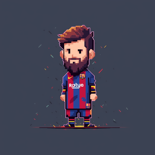 Lionel Messi in pixel art format.