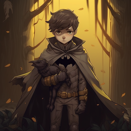 Ghibli-style Batman pfp with dramatic pose and flowing cape.