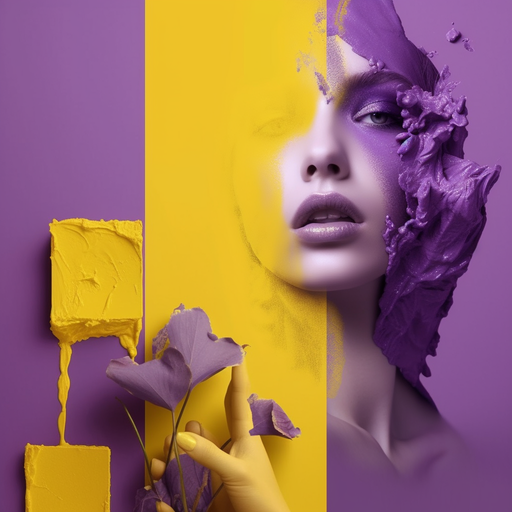 Vibrant purple and yellow aesthetic artwork.