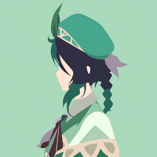 Minimalist vector illustration of Venti, a character from the Genshin Impact video game.