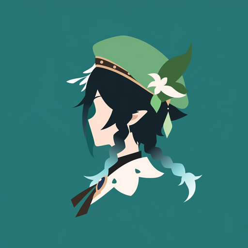 Minimalist vector artwork of Venti, a character from the Genshin Impact video game.