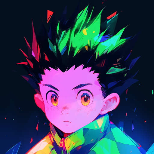 Generated image of Gon, a character with a colorful and vibrant visual aesthetic.