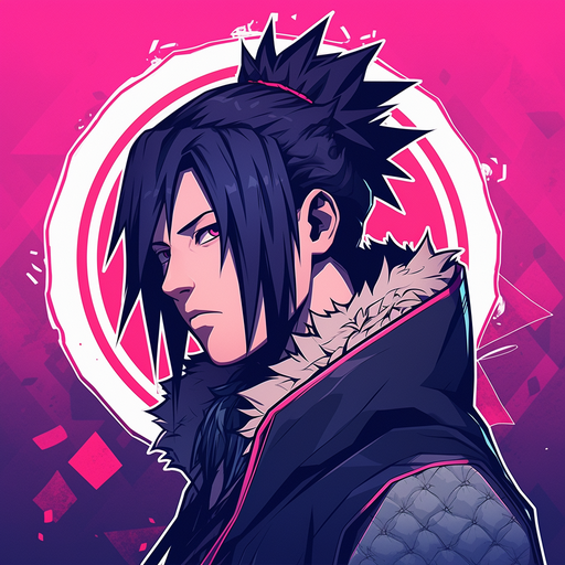 Sasuke Uchiha in pop art style wearing a headband.