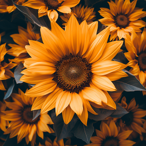 Close-up of a vibrant sunflower, showcasing its natural beauty and aesthetic appeal.