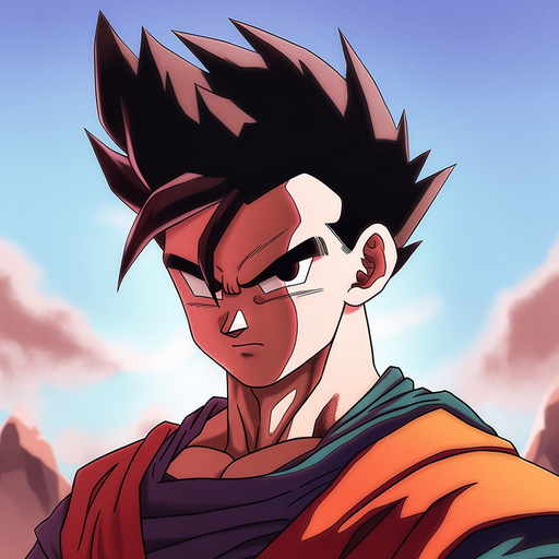 Gohan from Dragon Ball Z with a serious expression.