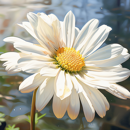 Colorful digital closeup of a daisy flower