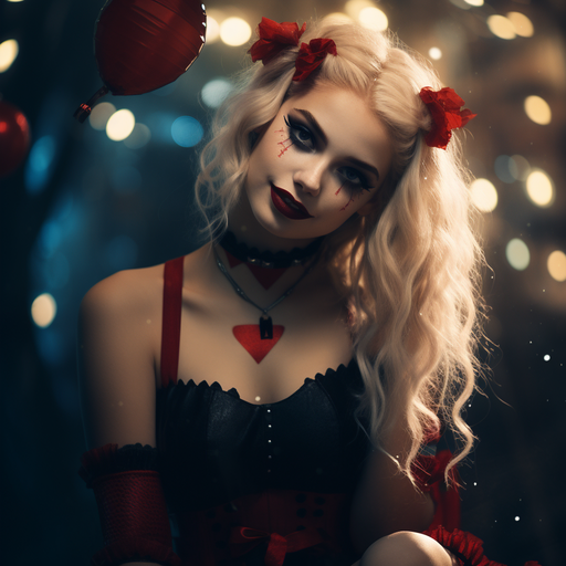 Harley Quinn in an aesthetic style from DC Comics.