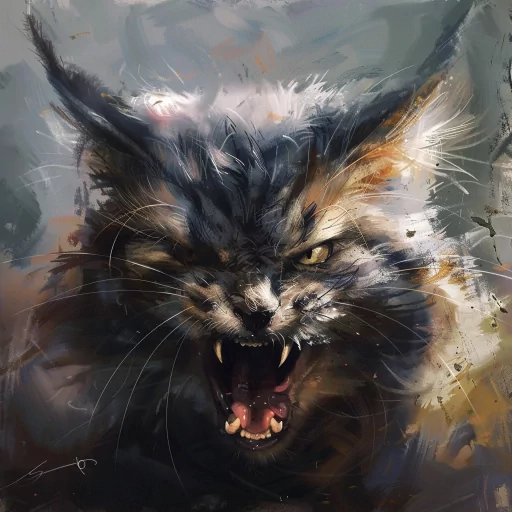 Angry cat avatar showing an intense expression with bared teeth, used for profile photo or pfp.