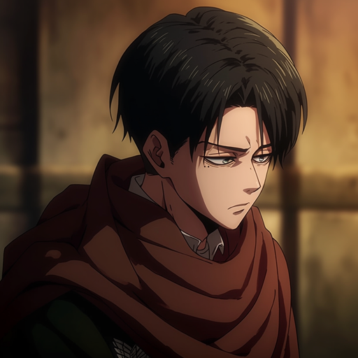 A menacing Attack on Titan character with glowing eyes and a serious expression.