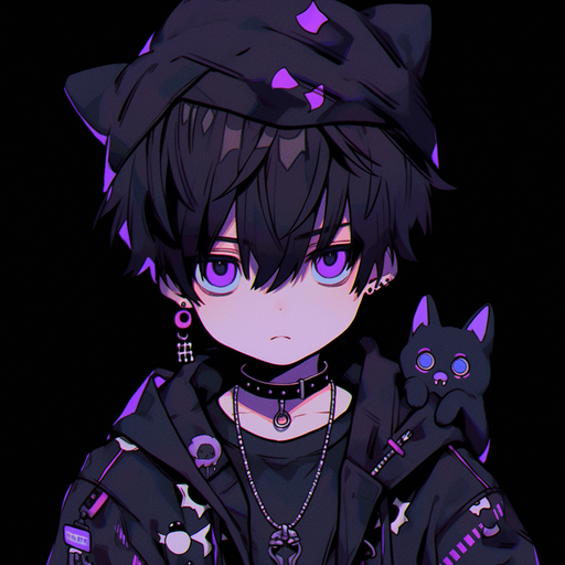 Gothic anime boy with grunge style PFP, featuring dark aesthetic and edgy vibes.