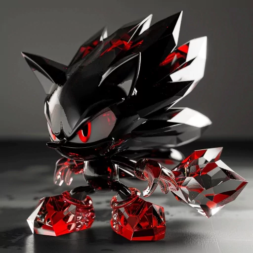 Stylized crystal-like avatar of a shadow character with red eyes, perfect for a unique profile photo or picture.