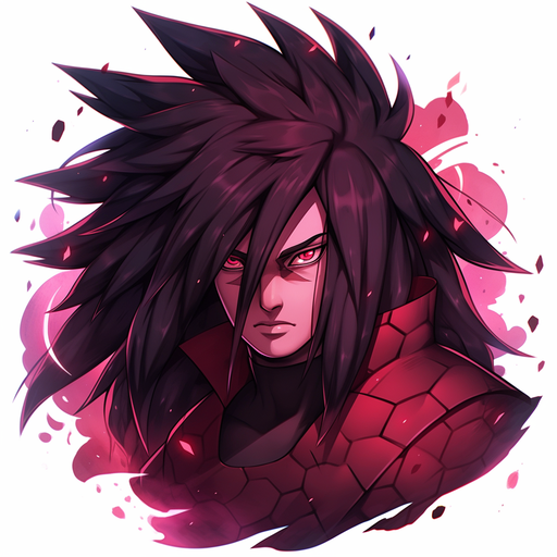 Madara Uchiha, a powerful character from Naruto, with stylish design and captivating expression.