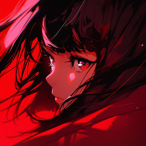 Anime girl with bold red colors in a pfp.