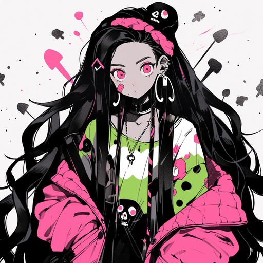 Gothic anime character with a grunge style.