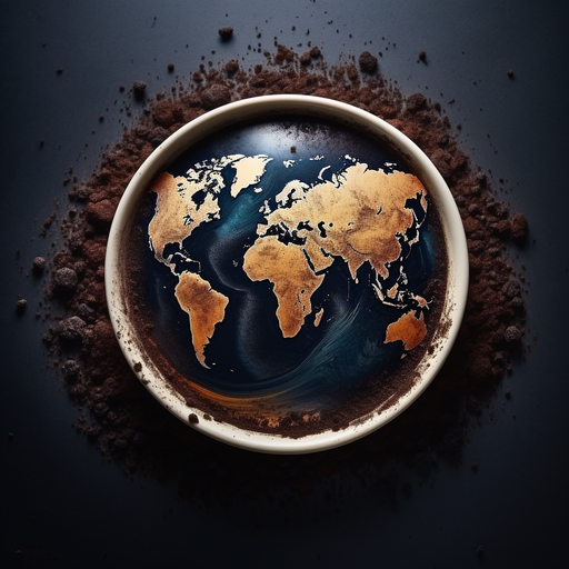 Planet made of coffee seen from space.