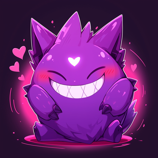 Smiling Gengar with colorful background.