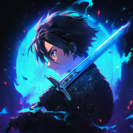 Kirito from Sword Art Online, a powerful character with a cool pose.