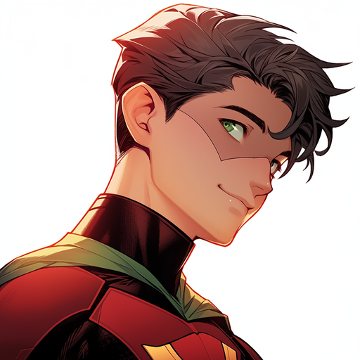 Artistic profile picture of Robin, a character from DC Comics, in a comic book style.