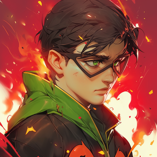 Robin with a digital oil painting aesthetic from DC Comics.