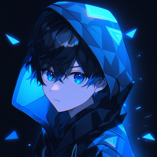 Blue anime character with a cool blue filter.