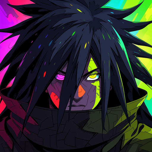 Pop art illustration of Madara Uchiha's profile picture (PFP).