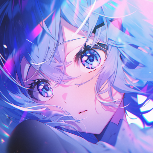 Anime-style profile picture with a vibrant blue filter.