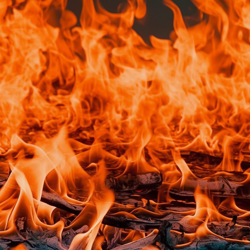 Intense orange flames flickering and dancing in close-up view.