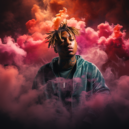 Juice Wrld-inspired artwork with smoky colors.