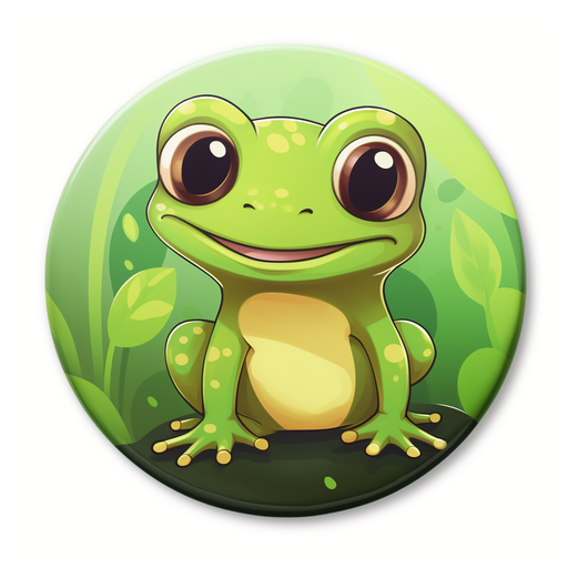 Cute round cartoon frog with a friendly expression.
