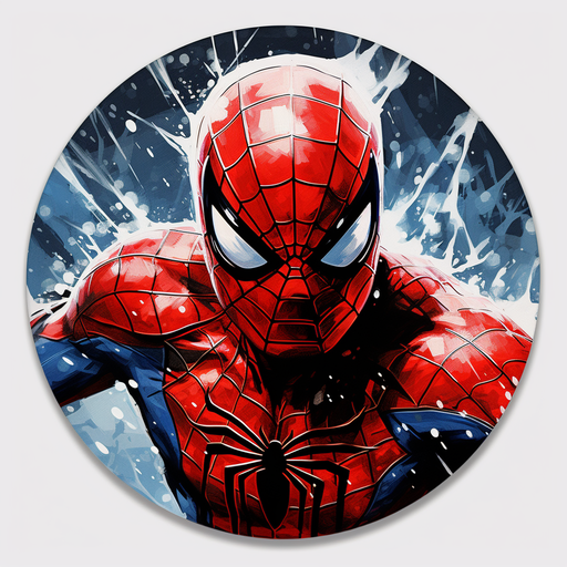 Spider-Man's round comic-style profile picture with a vibrant and dynamic design.