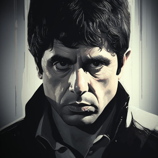 Detailed portrait of Scarface, inspired by the iconic character.