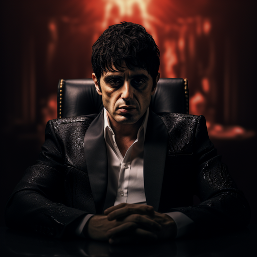 A stylish close-up portrait of the iconic character Scarface.