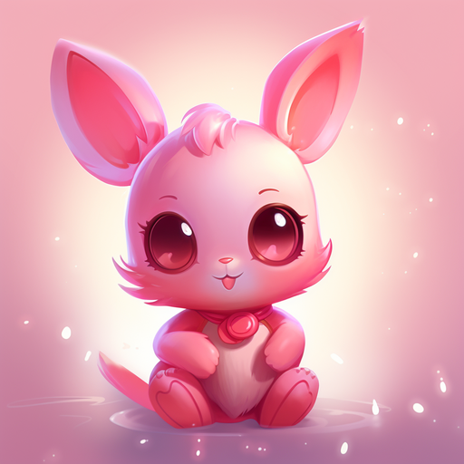 Cute cartoon bunny with a pink color scheme.