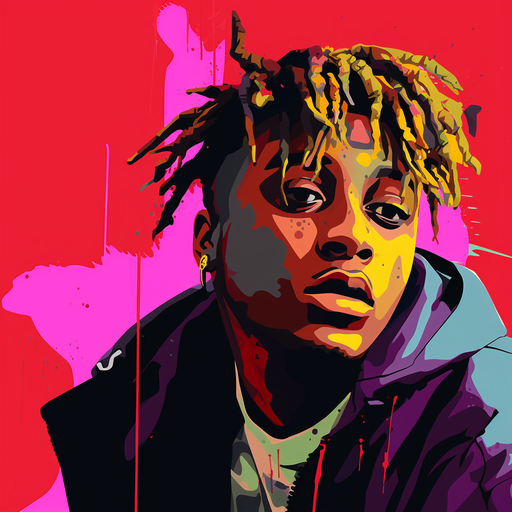 Juice Wrld with colorful pop art style.