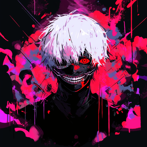 Kaneki Ken, Tokyo Ghoul character in a flat, matte colored profile picture.