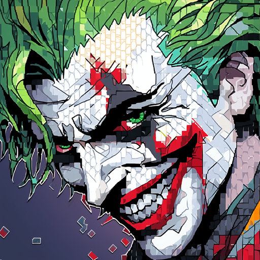 Abstract portrait of Joker in mosaic style.
