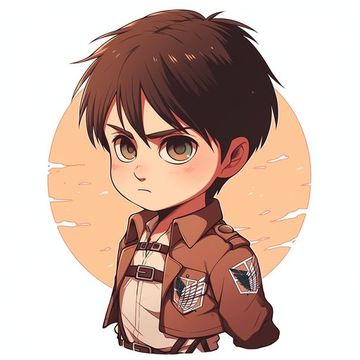 Chibi-style depiction of Eren Yeager from Attack on Titan.