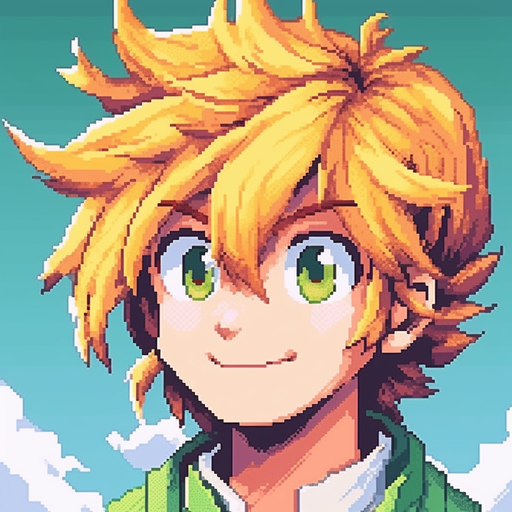 Meliodas, a character with 8-bit art style, holding a sword, ready for action.