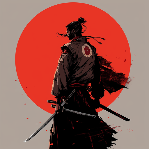 Minimalist Japanese samurai design.