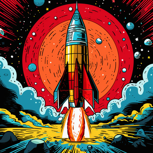 Pop art spaceship pfp: A vibrant and stylish spaceship illustration with a retro-inspired pop art aesthetic.