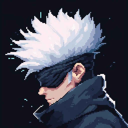 Gojo Satoru, Jujutsu Kaisen character, pixel artstyle pfp - vibrant and eye-catching.