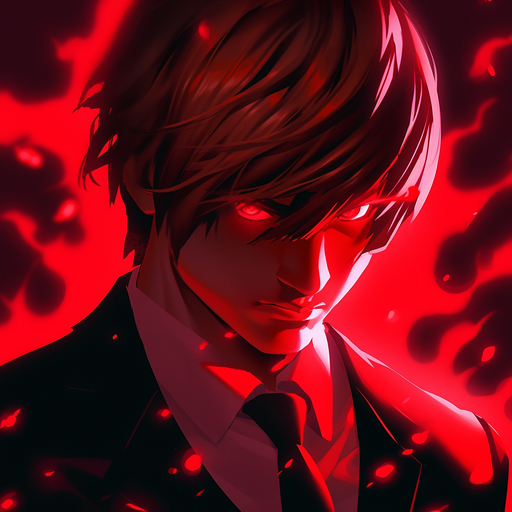 Intense and enraged portrait of Light Yagami.