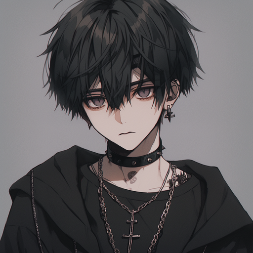 Gothic anime boy with grunge style.